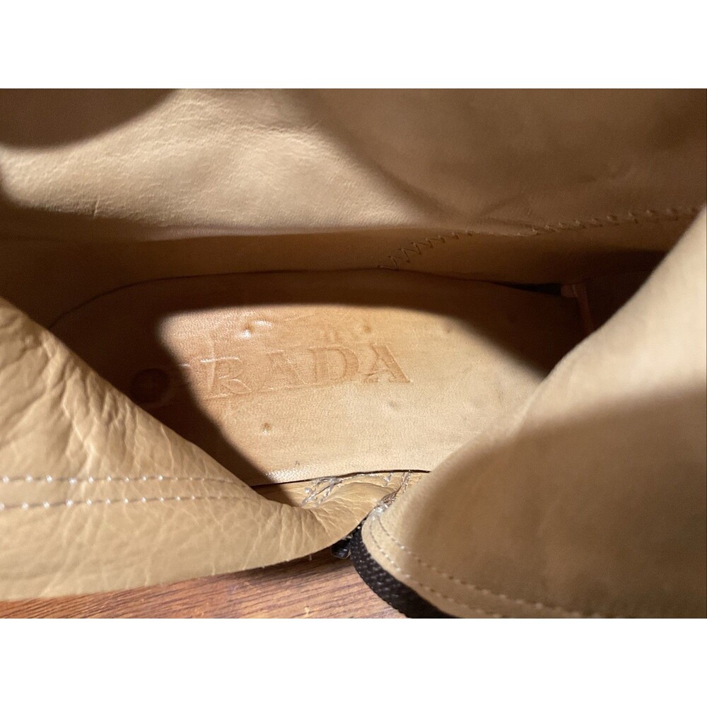 Prada Two-Tone Brown and Beige Pointed-Toe Knee Boots - Picture 8 of 10